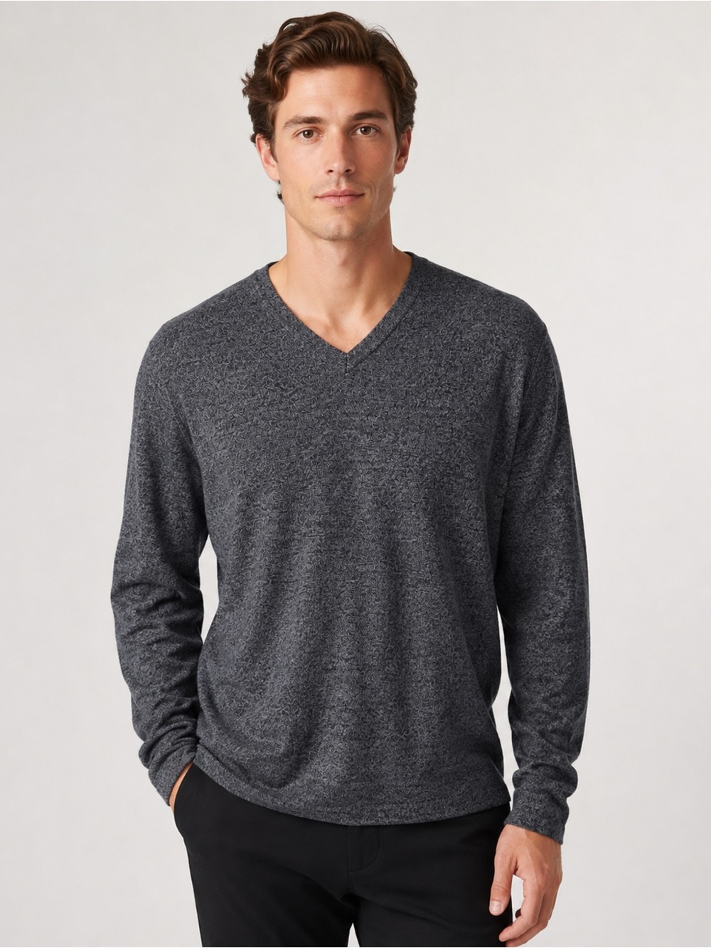 Banana Republic Premium Luxe Yarn Sweater Men’s L Gray Silk Cashmere V-Neck